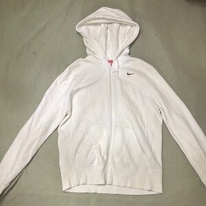 Nike White Zip-Up Hoodie